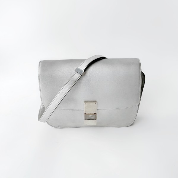 Celine Classic Box Bag in Silver Calfskin